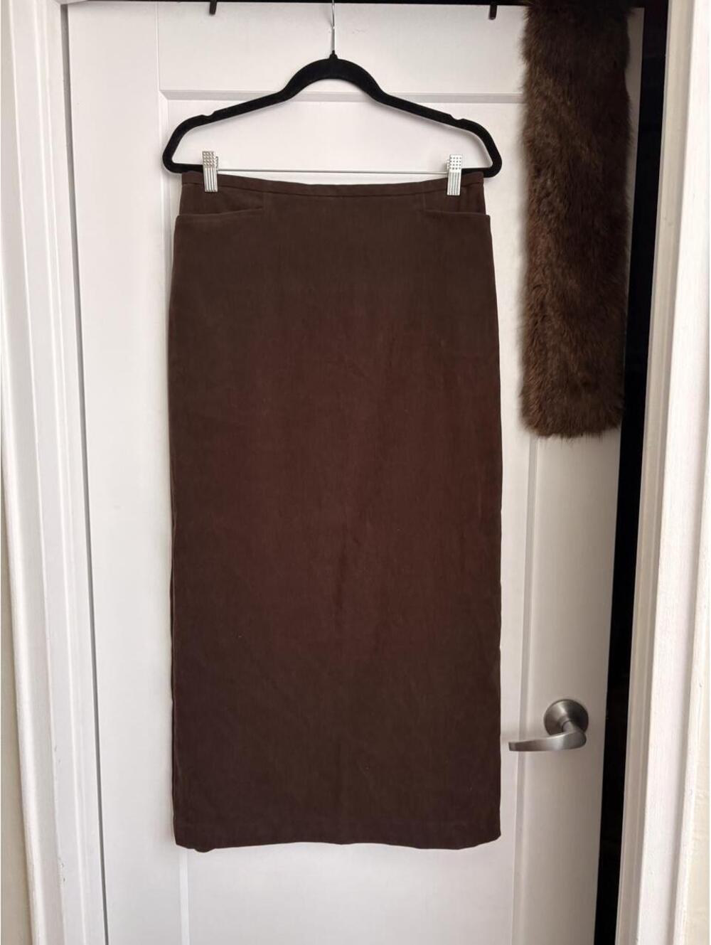 SUEDE BROWN MAXI SKIRT